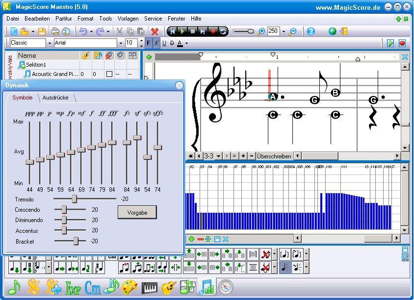 MagicScore zum Noten schreiben am PC! Velocity Lautst�rke und Dynamik